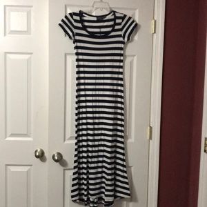 Xs blue and white striped polo maxi dress